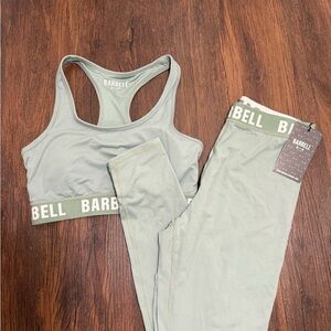 Barbell Women's Basil Green Sports Bra and Leggings Set, size Large